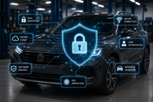 connected vehicle protected by digital security system