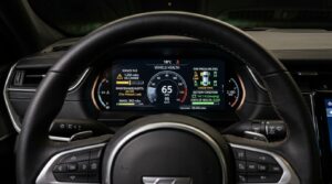 modern vehicle dashboard displaying maintenance and vehicle health alerts